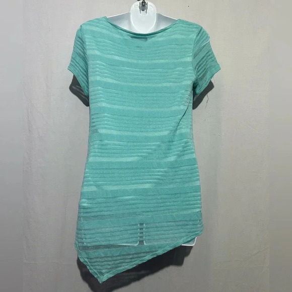 An Studio Geometric Striped Blouse Tiffany Blue Size Medium - Picture 2 of 3